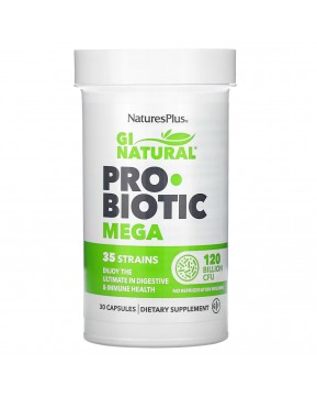 NaturesPlus, GI Natural Probiotic Mega, пробиотики, 120 млрд КОЕ, 30 капсул NaturesPlus, GI Natural Probiotic Mega, пробиотики, 120 млрд КОЕ, 30 капсул
